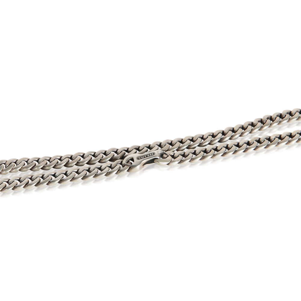 David Yurman Sterling Silver Diamond Curb Chain Necklace - Picture 4 of 5